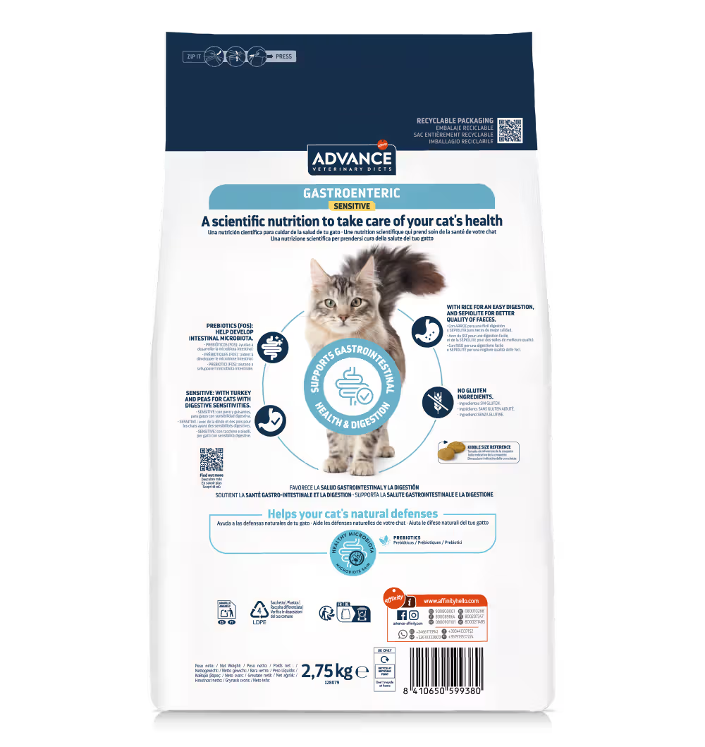 Advance Vet Gato Gastroenteric Sensitive Pavo - Pienso seco para gato con problemas gastrointestinales