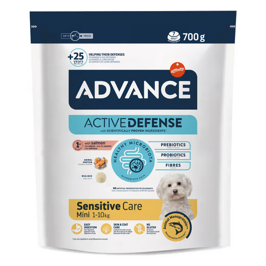 Advance Mini Sensitive Care Cão Salmão e Arroz - Ração seca para cão com pele e digestão sensíveis