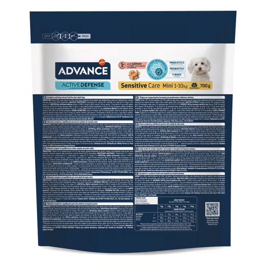 Advance Mini Sensitive Care Cão Salmão e Arroz - Ração seca para cão com pele e digestão sensíveis