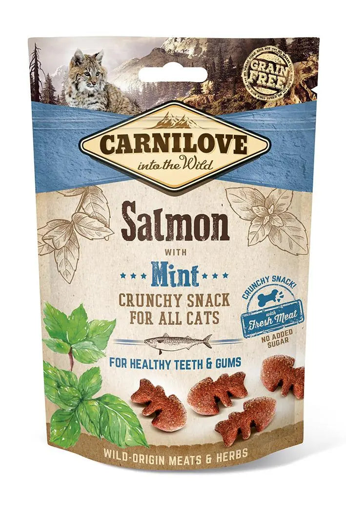 Carnilove Felino Crunchy Snack Salmão Menta Caixa | 10 X 50Gr