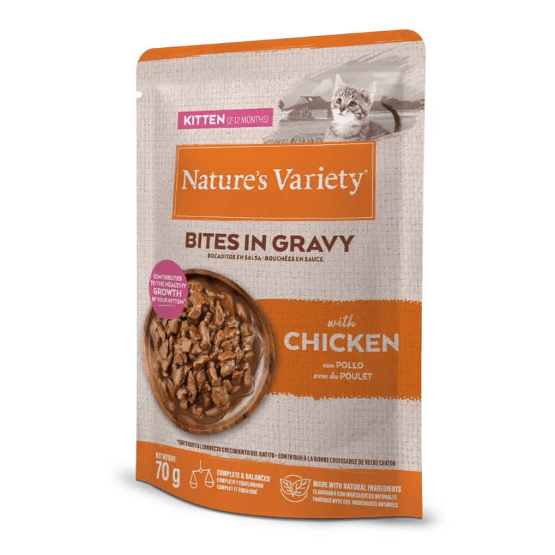 Natures Variety Wet Bites Gravy Gato Gatinho Frango - Ração húmida para gato