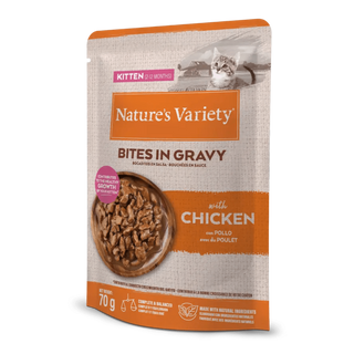 Natures Variety Wet Bites Gravy Gato Gatinho Frango - Ração húmida para gato