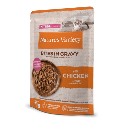 Natures Variety Wet Bites Gravy Gato Gatinho Frango - Ração húmida para gato