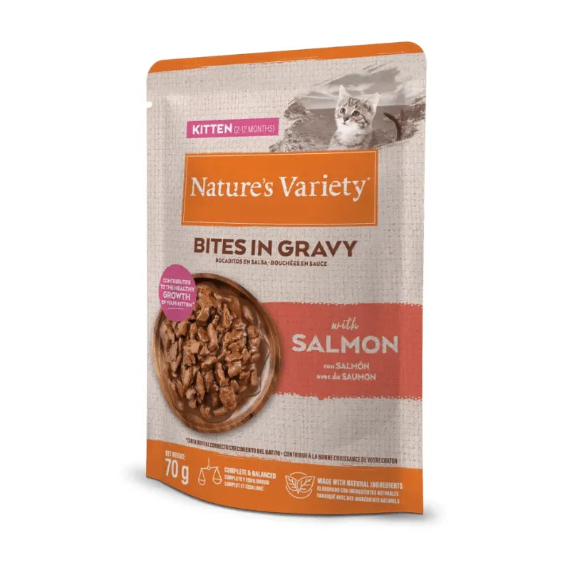 Nature's Variety Gato Húmedo Bites Salsa Gatito Salmón