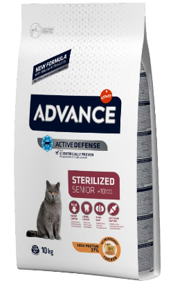 Ração para Gatos Advance Cat Sterilized Senior +10 | Chicken & Barley | 10 kg