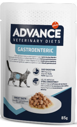 Ração Veterinária húmida para Gatos Advance Vet Cat Gastroenteric | Wet (Saqueta) | Cx c/ 12 saquetas 85 g