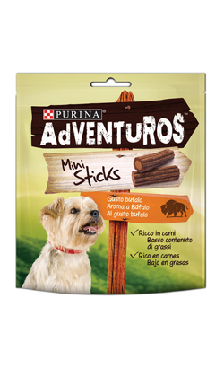 Biscoitos para cão Adventuros Mini Sticks Buffalo Flavour | 6 x 90 g