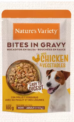 Natures Variety Bites in Gravy Mini Bites Chicken & Vegetables