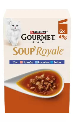 Gourmet Soup Royale Multipack Gato Adulto e Sénior Salmão, Solha e Bacalhau - Ração húmida para gato