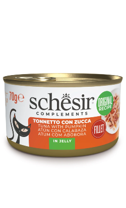 Alimento Húmido para Gatos Schesir Cat Atum & Abobora em Gelatina | Wet (Lata) | 12 x 70 g