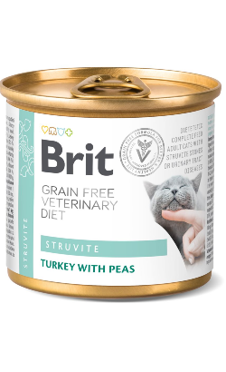 Alimento Veterinário Húmido para Gatos Brit Veterinary Diet Cat Struvite Grain-Free Turkey & Peas | Wet (Lata) | 200 g