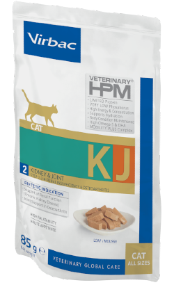 Virbac Veterinary HPM KJ2 Cat Kidney &amp; Joint in Loaf Wet Veterinary Food | Wet (Pot) | Box with 12 Pouches of 85g each