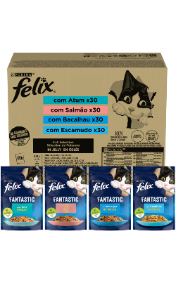 Ração humida para Gatos Felix Fantastic Fish Selection in Jelly Jumbo Pack 120 | Wet (Saqueta)	 | 120 x 85 g