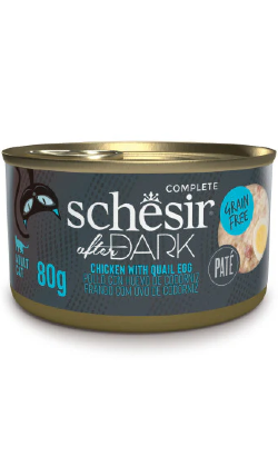 Alimento húmido para Gatos Schesir Cat After Dark Patê de Frango com Ovo de Codorniz | Wet (Lata)	 | 12 x 80 g