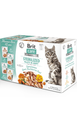 Alimento húmido para Gatos Brit Care Cat Sterilized Flavour Box Fillet in Gravy | Wet (Saqueta) | 12 x 85 g