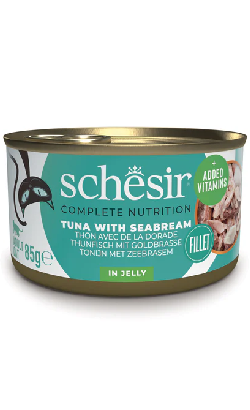 Alimento húmido para Gatos Schesir Cat Atum com Dourada em Gelatina | Wet (Lata) | 12 x 85 gr