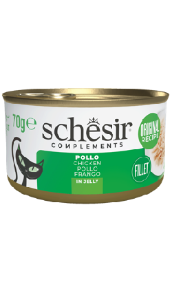 Alimento húmido para Gatos Schesir Cat Frango em Gelatina | Wet (Lata) | 12 x 70 g