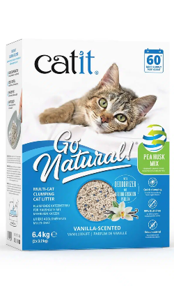 Areia para Gatos Auto Aglomerante Catit Go Natural Casca Ervilha & Bentonite Multicat | Baunilha  | 6,4 kg