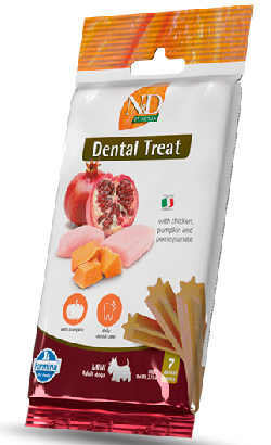 Biscoitos para cão N&D Pumpkin Dog Dental Treat Chicken & Pomegranate Mini | 60 g