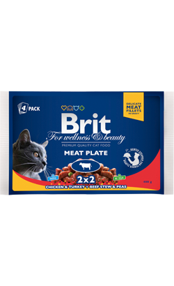 Ração húmida para Gatos Brit Premium by Nature Cat Multipack Wet | Meat Plate (Saqueta) | 4 x 100 g