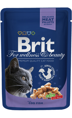 Ração húmida para Gatos Brit Premium by Nature Cat Wet | Cod Fish (Saqueta) | 100 g