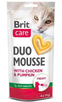 Brit Care Creamy Treats Duo Mousse Gato Pollo y Calabaza - Snack para gato con soporte digestivo
