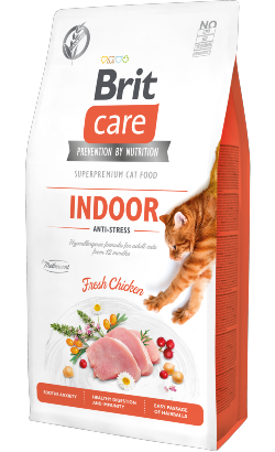 Ração para Gatos Brit Care Cat Grain-Free Indoor Anti-Stress | Chicken & Peas | 7 kg