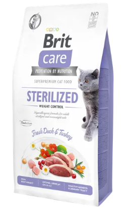 Ração para Gatos Brit Care Cat Grain Free Sterilized Weight Control | Duck & Turkey | 2 kg