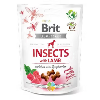Galletas crujientes para perros Brit Care con insectos y cordero, enriquecidas con frambuesas