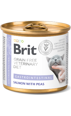 Ração Veterinária húmida para Gatos Brit Veterinary Diet Cat Gastrointestinal Grain-Free Salmon with Pea | Wet (Lata) | 6 x 200 g