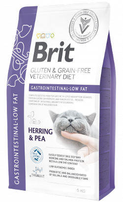 Ração Veterinária para Gatos Brit Veterinary Diet Cat Gastrointestinal Low Fat Gluten & Grain-Free | Herring & Pea | 2 kg