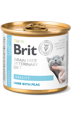 Brit Veterinary Diet Cat Obesity Grain-Free Lamb with Pea | Wet (Lata) | 200 g