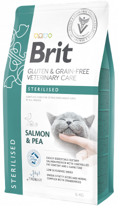 Ração Veterinária para Gatos Brit Veterinary Diet Cat Sterilised Gluten & Grain-Free | Salmon & Pea | 5 kg