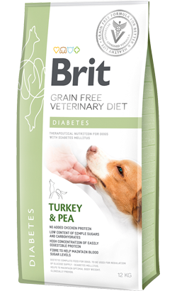 Ração Veterinária para Cão Brit Veterinary Diet Dog Diabetes Grain-Free Turkey & Pea | 12 kg