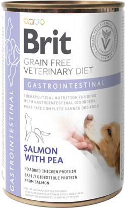 Ração Veterinária húmida para Cão Brit Veterinary Diet Dog Gastrointestinal Grain-Free Salmon with Pea | Wet (Lata) | 400 g