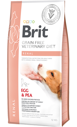 Ração Veterinária para Cão Brit Veterinary Diet Dog Renal Grain-Free Egg & Pea | 12 kg