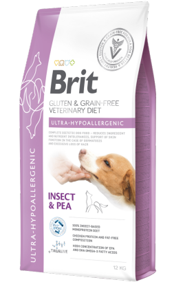 Ração Veterinária para Cão Brit Veterinary Diet Dog Ultra-Hypoallergenic Gluten & Grain-Free | Insect & Pea | 12 kg