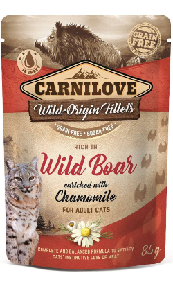 Ração húmida para Gatos Carnilove Grain-Free Cat Wild Boar with Chamomile | Wet (Saqueta) | 85 g