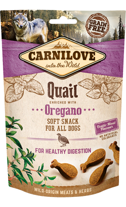 Biscoitos para cão Carnilove Dog Soft Snack Quail & Oregano | 200 g
