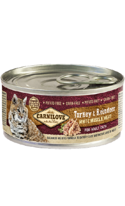 Ração húmida para Gatos Carnilove Grain-Free Turkey & Reindeer for Adult Cats | Wet (Lata) | 100 g