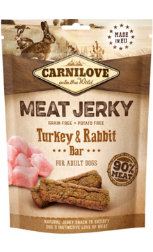 Snack para cão Carnilove Dog Meat Jerky Turkey & Rabbit Bar | 100 gr