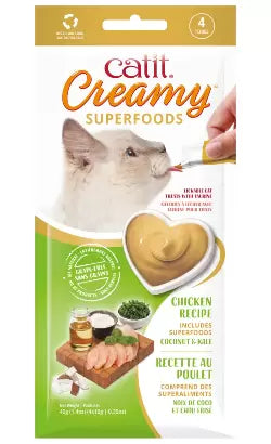 Catit Creamy Superfoods Adult Cat Chicken, Coconut and Kale - Cat snack