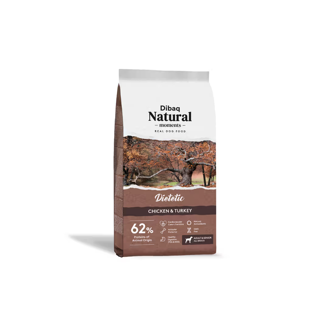 Dibaq Natural Moments Dietetic Perro Adulto Pollo y Pavo - Pienso seco para perro con tendencia a la obesidad