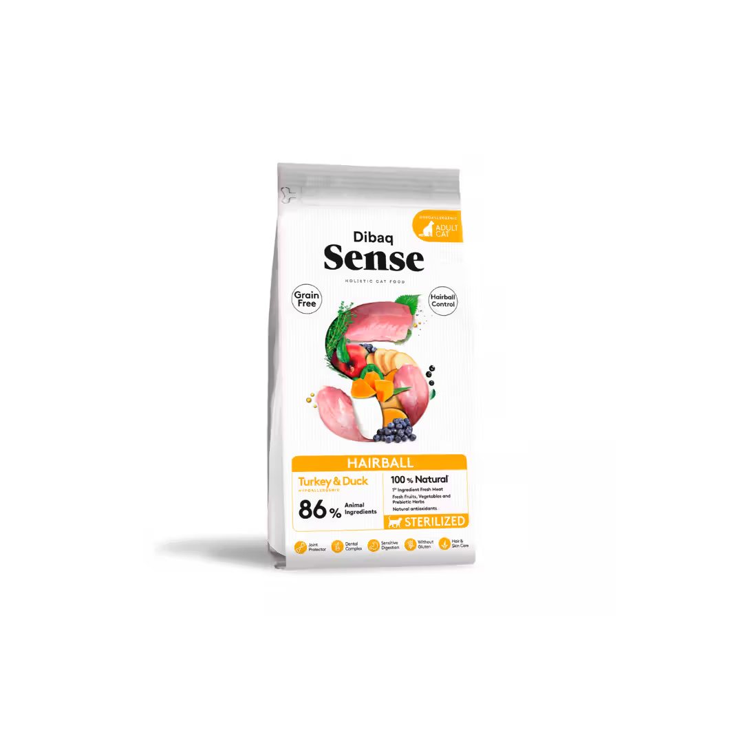 Dibaq Sense Adult Cat Hairball Grain-Free Duck and Turkey - Dry food for cats prone to hairballs