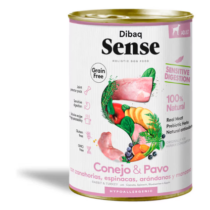 Dibaq Sense Dog Rabbit and Turkey Grain-Free - Wet food for dogs with digestive sensitivity