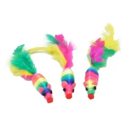 Eurosiam Conjunto 3 Ratos Coloridos com Penas