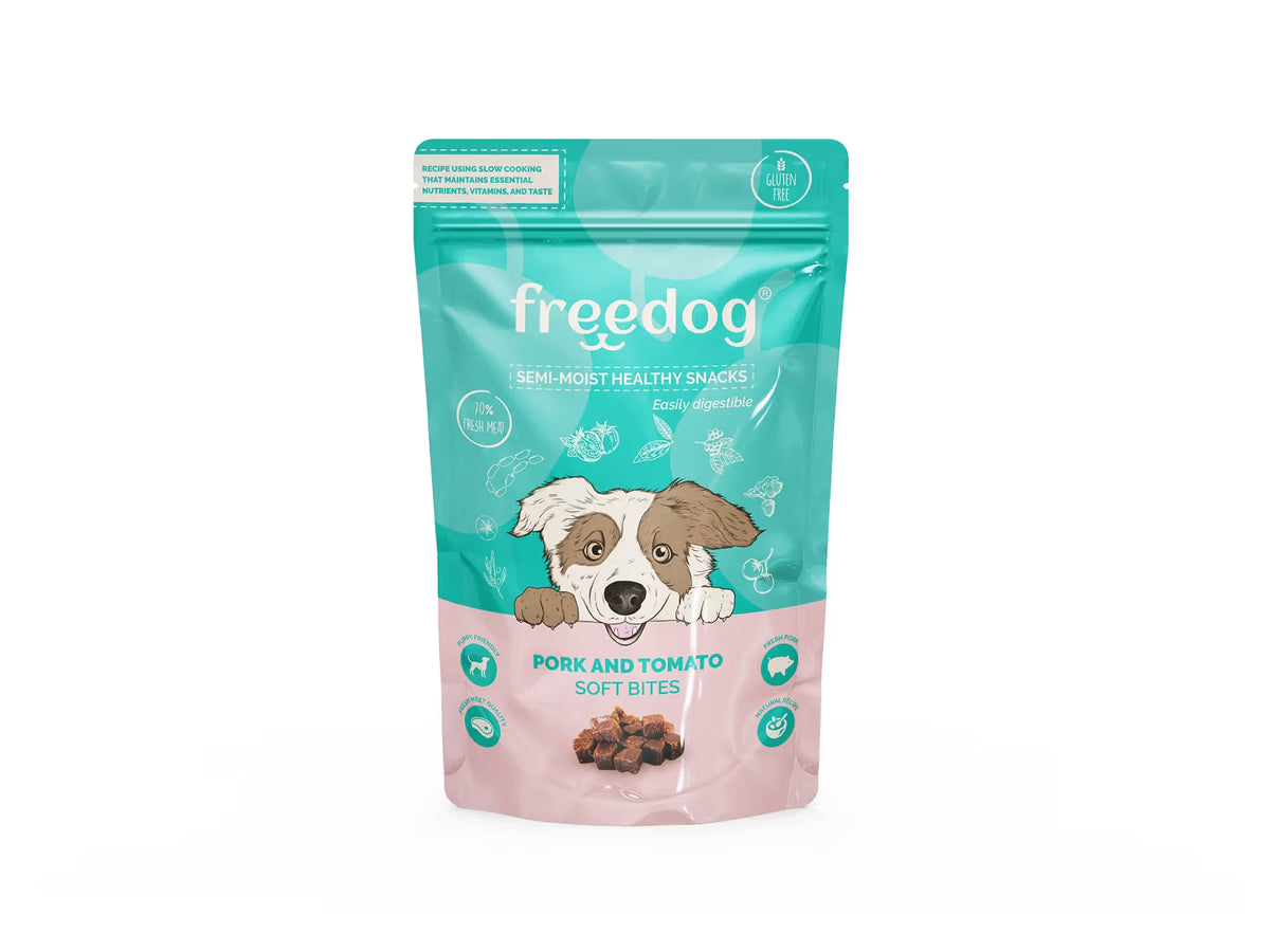FREEDOG Snack Semihúmedo Cerdo y Tomate
