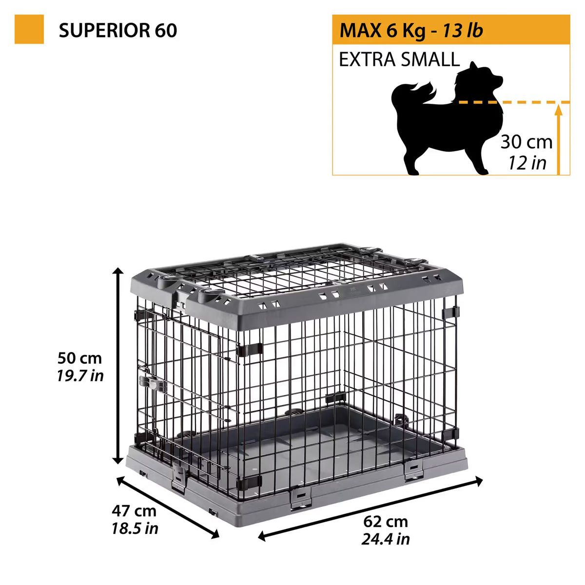 Ferplast Jaula Perro Superior 60 - Jaula para cão