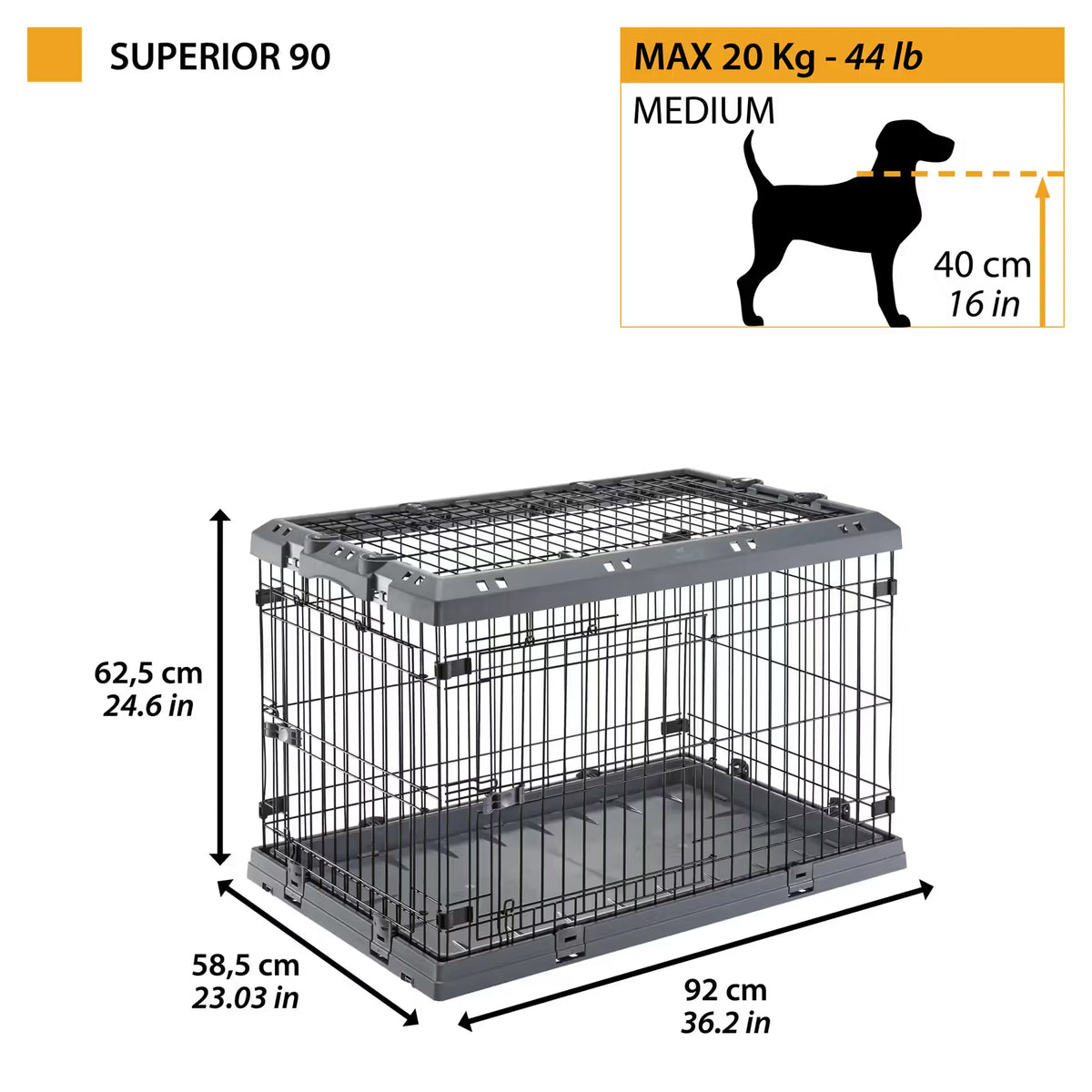 Ferplast Jaula Perro Superior 90 - Caseta para perro
