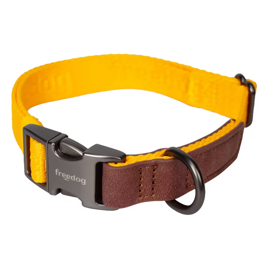 FREEDOG Collar Linum Yellow Sunrise 25mmx45/66cm Recycled 45 / 66 cm - Coleira para cão